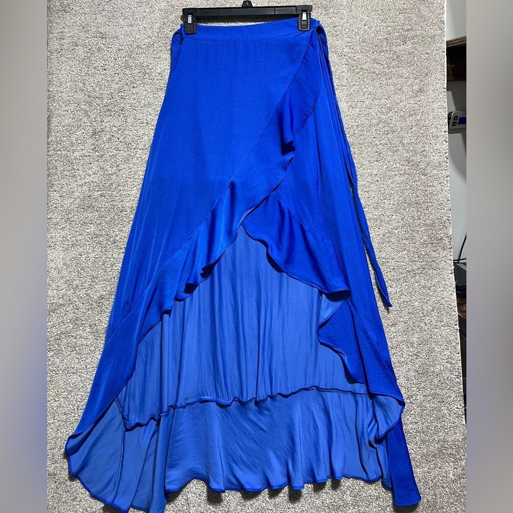 Naked Zebra Woman’s Royal Blue Wrap High Low Skirt Size Small